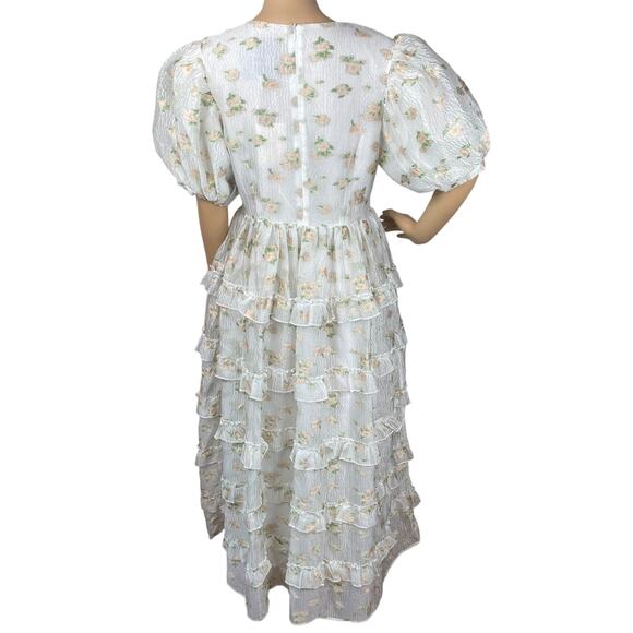 Floral White Midi Dress - Picture 13 of 14